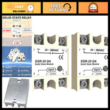 2PCS Solid State Relay 25A, 3-32V DC to 24-380V AC, Single Phase SSR-25DA