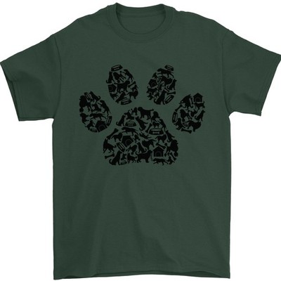 Hund Pfotenabdruck Word Kunst Herren 100% Baumwolle