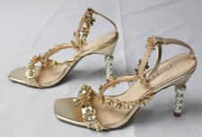 Betsey Johnson Women's Palma Decorative Floral Heels LB3 Gold US:8.5M EU:39