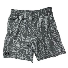 Under Armour Youth Athletic Shorts Gray Camo Print Elastic Waist Logo YXL