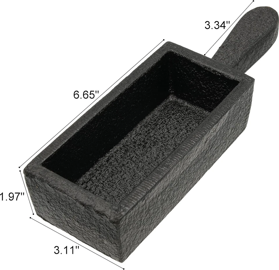 Molde de lingote de barra de pan de hierro fundido de 100 oz con mango de fusión de oro plata chatarra de cobre ( Foto 3 de 4