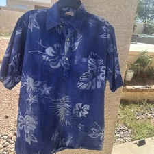 VTG Barefoot in Paradise Men's Large L  Floral Tropical Shirt U11