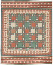 Geometric Dhurrie Rug Reversible Flat-Weave Oriental Decor Carpet 7'5X9'4 ft