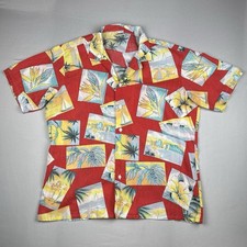 Vintage Oceanaire Hawaiian Shirt Mens Medium Floral Tropical Made in USA Red M