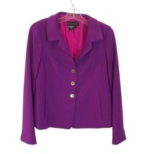 Nina Mclemore Womens Size 8 100 Merino Wool Collared Blazer Jacket Made in USA