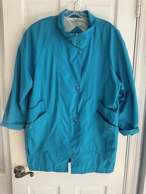 British Mist Blue Coastal Rain Jacket M Lightweight Utility Travel Windbreaker