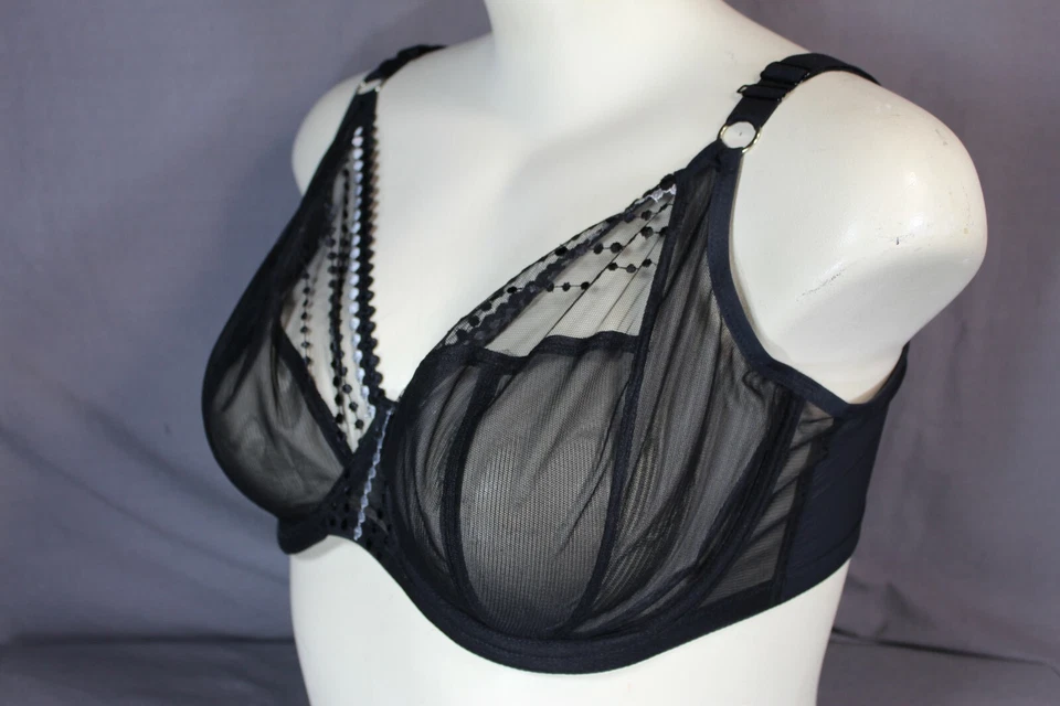 Sujetador Elomi 8900 con aros sin forro negro gancho en J en la parte posterior EE. UU. 42i Foto 3 de 4