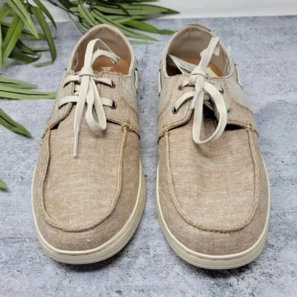 TOMS Men's Culver TOFFEE Chambray Mix Casual Lace-Up Shoes size