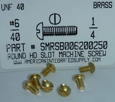 #6-40x1/4 Round Head Slotted Machine Screws Solid Brass (10)