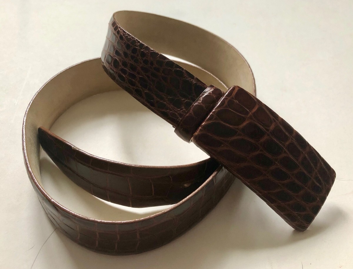 Donna Karan Tan Genuine Alligator/Crocodile Leather Belt DONNA KARAN DKNY Saddle Brown Genuine Alligator Skin 1 main image 2