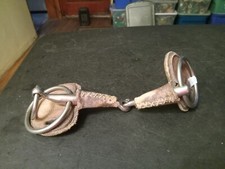 leather covered Italian Snaffle Bit Standardbred racing bit 5 in mouth