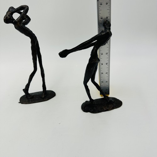 Pair of Bronze Golfer Statues Brutalist Style Abstract Sculpture Golf Vintage - Picture 4 of 11