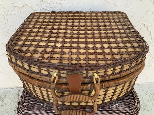 vintage picnic basket with wine holder