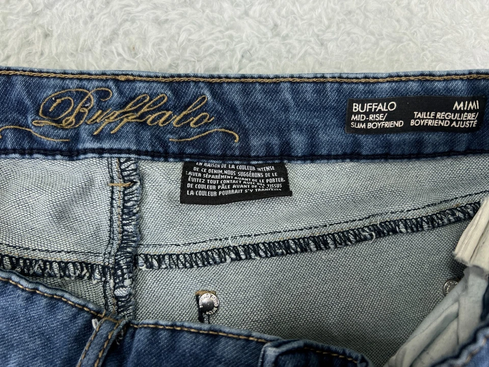 Pantalones de mezclilla Buffalo David Bitton para mujer 30 azules tiro medio ajustados novio Foto 3 de 4