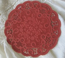 16 pcs VTG 6" INCH LACE ROUND DARKEST RED FRENCH FLORAL CARDS CRAFTS RETIRED