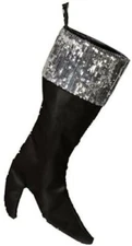 Mini 8" High Heel Black Boot Stocking Christmas Holiday Ornament Gift