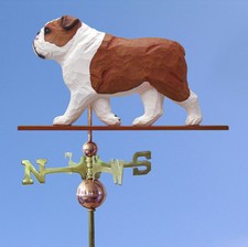 Bulldog Inglese Intagliato a Mano Dipinto Basswood Cane Banderuola Rosso