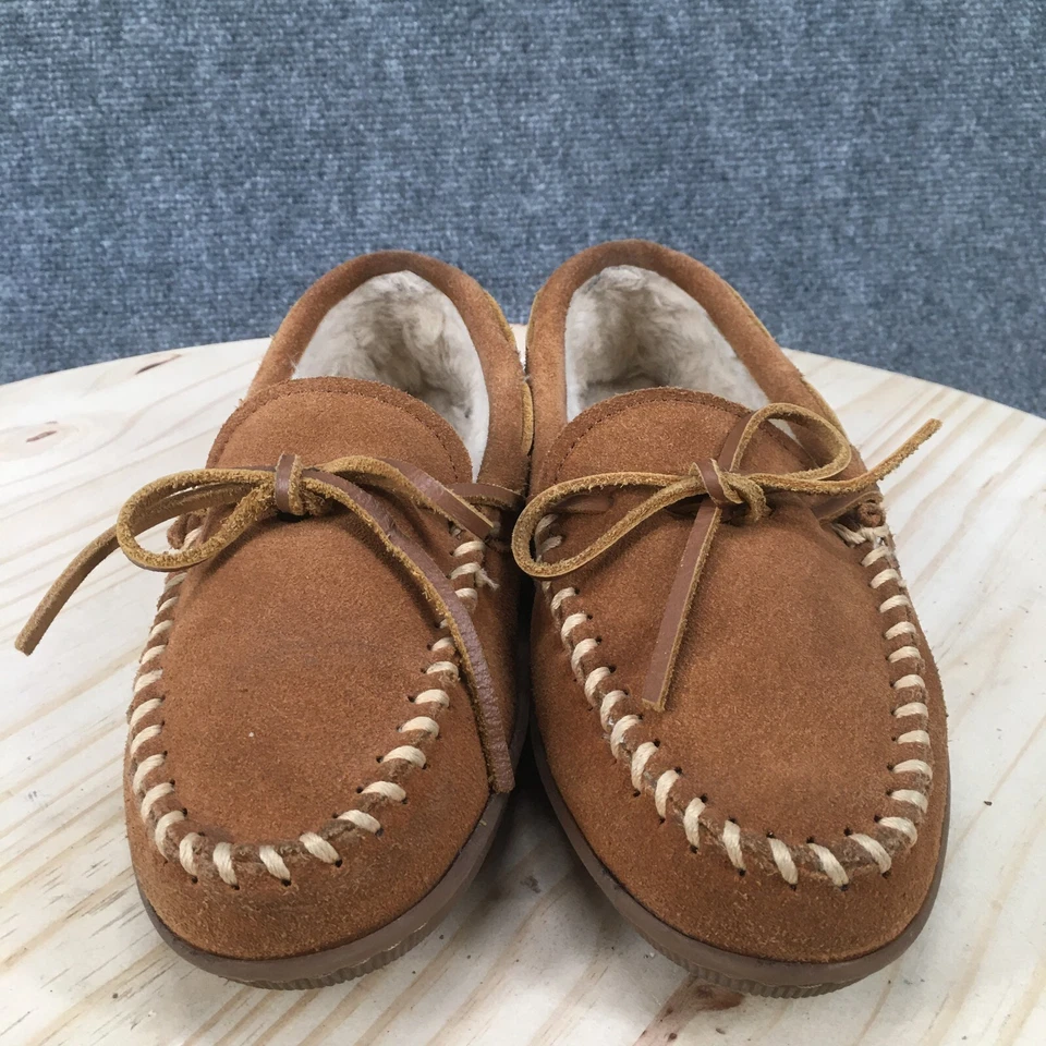 Zapatillas Minnetonka para mujer 8 pilas mocasines sin cordones marrón gamuza sherpa interior Foto 4 de 4