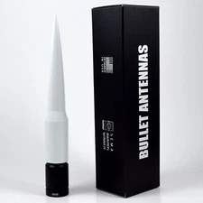 White Bullet Style Stubby Aluminum Antenna 6" AM FM Fits Jeep Wrangler Liberty 