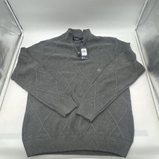 CHAPS GRAY KNITTED 1/4 ZIP PULLOVER SWEATER MEN'S SIZE LARGE - NWT