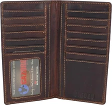 100% Genuine Leather, RFID,  Bifold, Checkbook Wallet, buffalo vintage leather