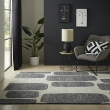 Soft Modern Retro Grey Cream High Quality Striped Modern Handmade Wool Rug