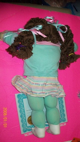 xavier SOFT SCULPTURE CABBAGE PATCH KID GIRL AQUAMARINE ED88 HTF HAIR HANDSIGNED - Picture 3 of 5