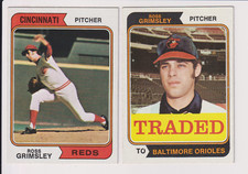 1974 Topps Baseball Base + Traded # 59/59T Ross Grimsley Nice Cards