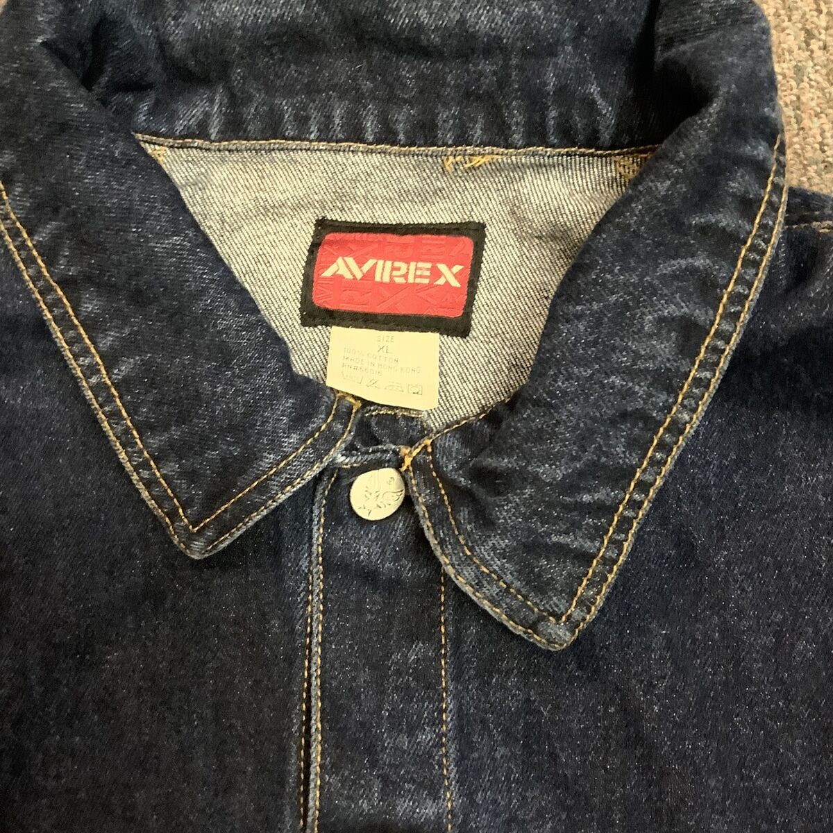 Avirex Denim Jacket Men's size XL Dark Blue Button Down Avirex Denim Jacket Men's size XL Dark Blue Button Down