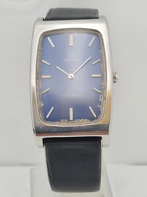 Omega 111.0110 Geneve Big Blue Dial Panzer Tank Men's Wrist Watch