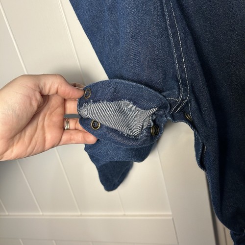 Vintage Happy Kids Denim Blue Jeans Footie Overalls Cold Weather Baby 6 Months - Picture 6 of 9