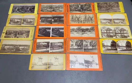 Boston Massachusetts Stereoview Photo Public Common Pond Garden Park Lot
