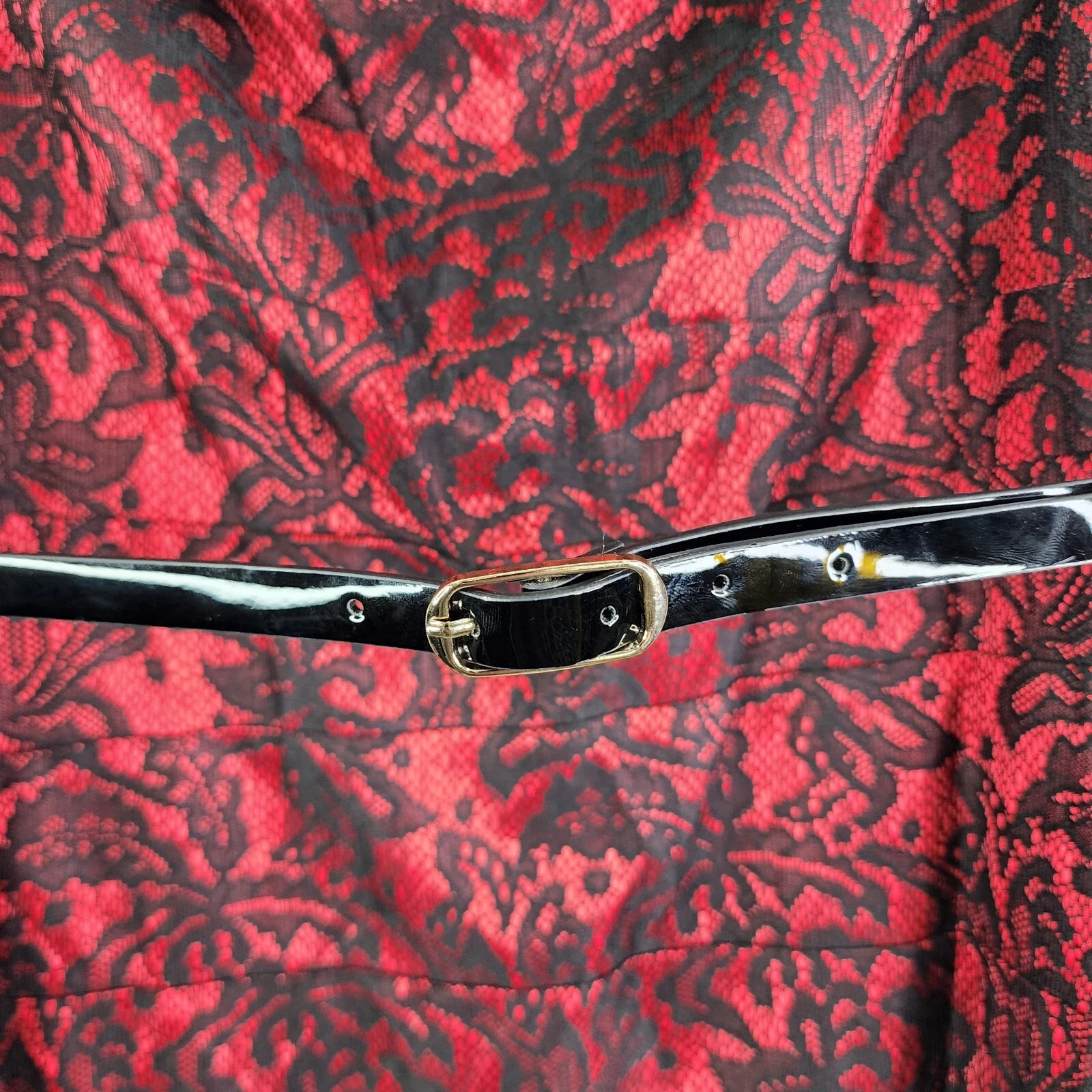 Mini abito donna Alyx rosso e nero pizzo sovrapposto maniche corte con cintura taglia 12