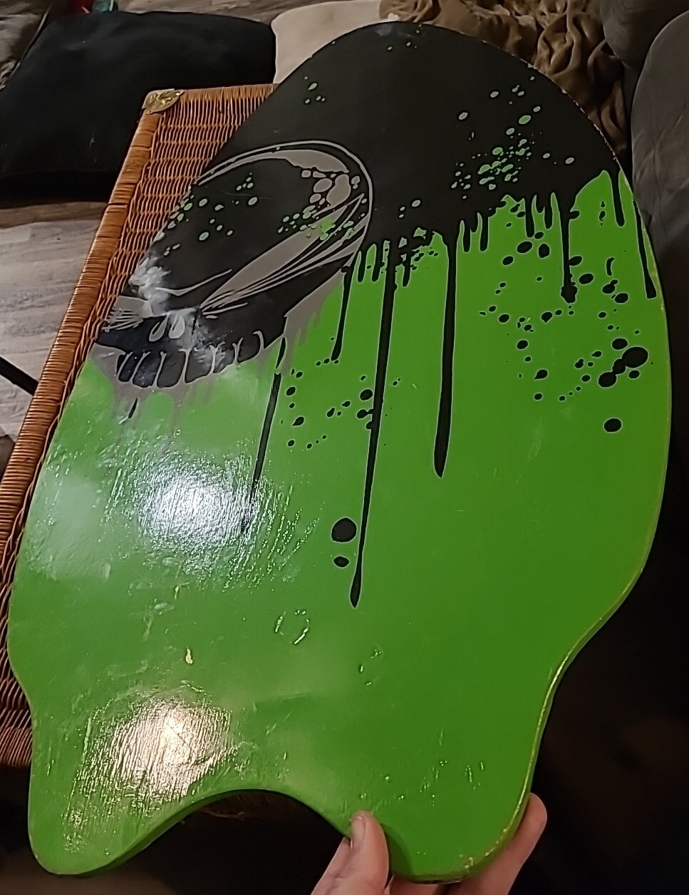 Skim Lizard Skim Board Bright Colorful Green Skull Boogie Board Beach 20"/36"