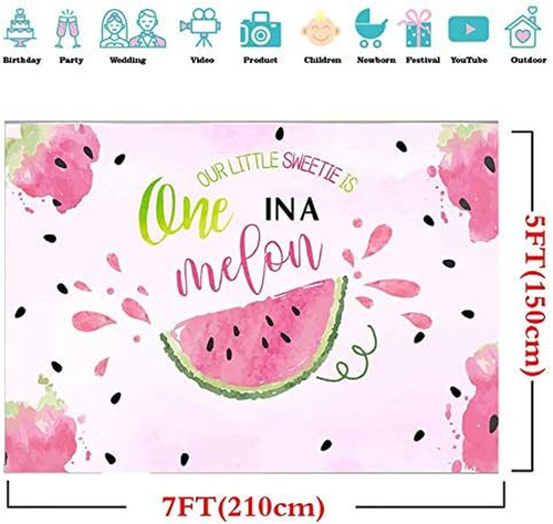 7X5Ft Watermelon Theme Birthday Backdrop One in a Melon 1St Birthday Background - Picture 2 of 6