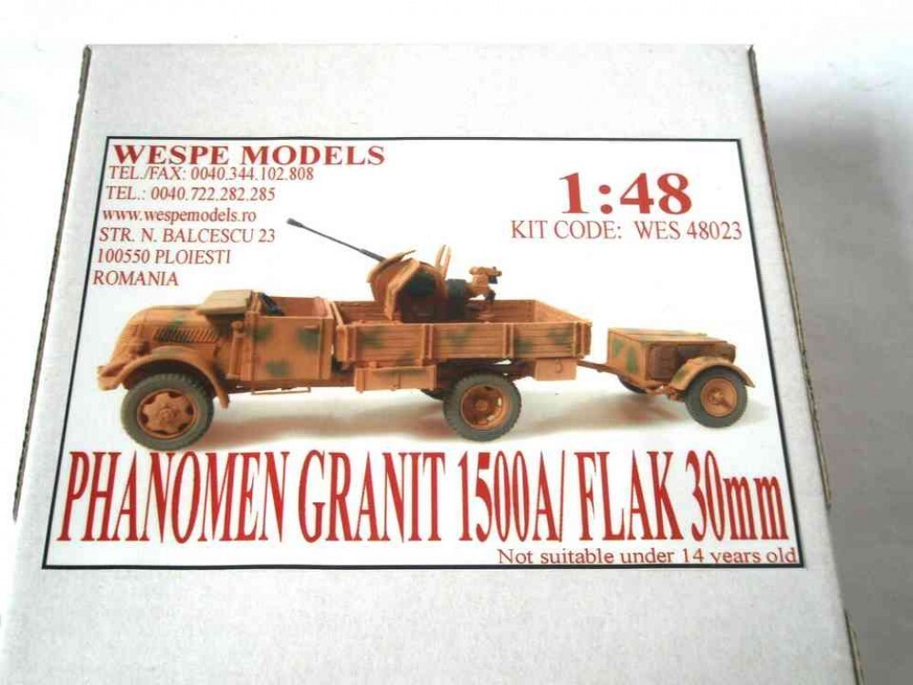 Miniature Camion Phanomen Granit Wespe Model – Échelle 1/48, Résine, Gris