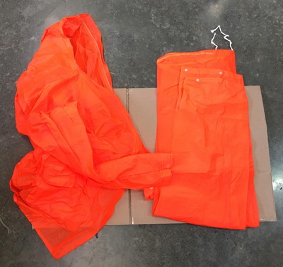 K-Mart PVC Rain Jacket & Pants Hunter Orange L set suit vintage large kmart
