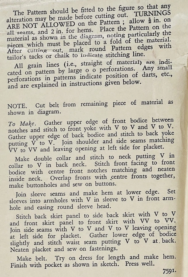 1950's Vintage Pattern Blackmore 7591 Girls Shirt Dress Size 10 to 11 28" chest - Image 4 of 4