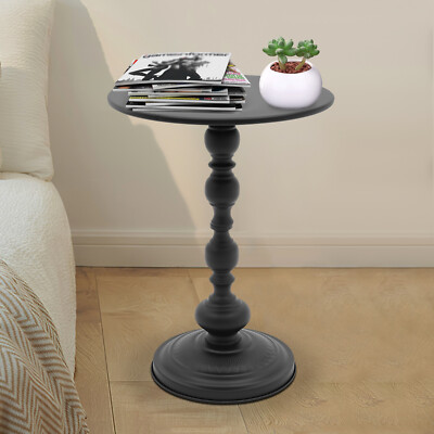 Side Table Black Round End Table Retro Floor Standing Sofa Side Table ...