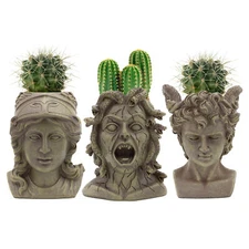 Mini Resin Medusa / Athena / Perseus Planter, 3pc Set- Darware