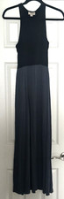 Loft Women’s Long Maxie Summer Dress Black Top Blue Bottom XS Petite Racerback