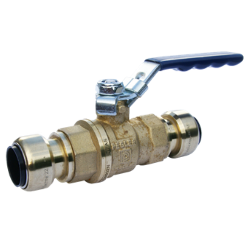 Pegler Tectite 35mm Brass Chrome Plated Ball Valve, Blue Lvr, Press-Fit - PT550
