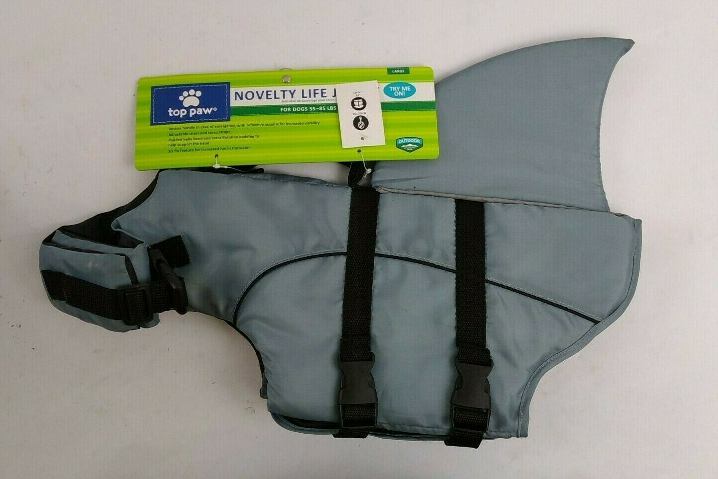 TOP PAW NOVELTY LIFE JACKET FOR DOGS 5585 LBS SIZE LARGE NEW WITH TAGS