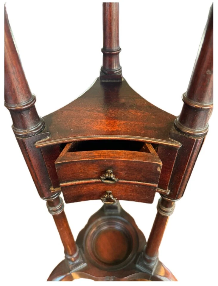 Pair 19th C Mahogany Pedestals – Regency Style Stands with Brass Urn Tops - Image 3 of 4