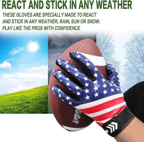 American Football Gloves Youth Kids Ultra Tack Sticky Non-Slip Palm Receivers - Picture 6 of 7