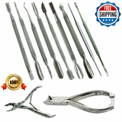 STAINLESS STEEL 11 PC PODIATRY CHIROPODY MANICURE PEDICURE NAIL CARE TOOLS KIT - Picture 1 of 8