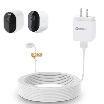 20ft/6m Weatherproof Outdoor Charging Cable for Arlo Ultra Arlo Pro4/Pro3