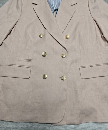 J Crew Linen Bristol Blazer Womens 20 Pink Double Breasted Jacket Quiet Luxury - Picture 2 of 13