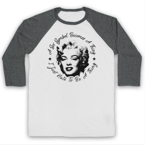 MARILYN MONROE SEX SYMBOL RETRO UNOFFICIAL I HATE TO BE 3/4 SLEEVE BASEBALL TEE - Picture 7 of 20