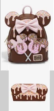 NWT Loungefly Disney Minnie Mouse Chocolate Lollipop Ears Mini Backpack & Wallet